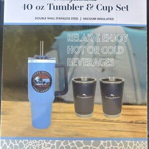 Tommy Bahama Blue and Black Drinkware Set